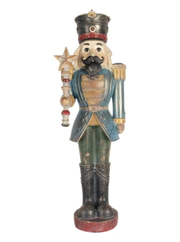 Clayre & Eef Decofiguur "Notenkraker" lichtblauw/goudkleurig - (H)60 cm