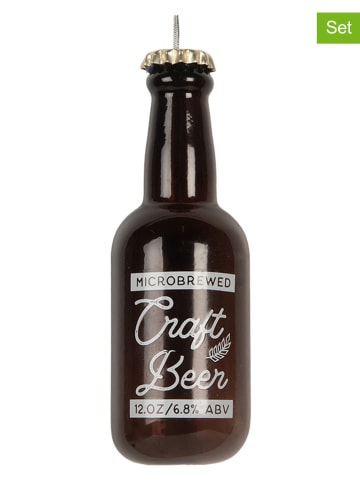 Clayre & Eef 2-delige set: kersthangers bruin - (H)13 x Ø 5 cm