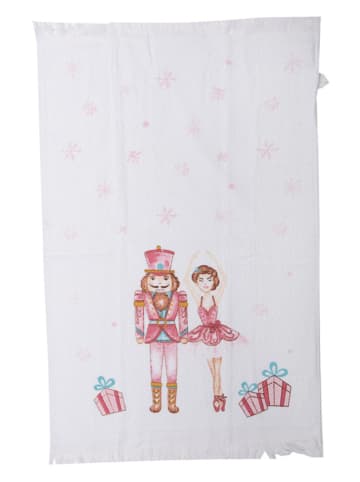 Clayre & Eef 2er-Set: Gästehandtücher in Weiß/ Pink - (L)66 x (B)40 cm