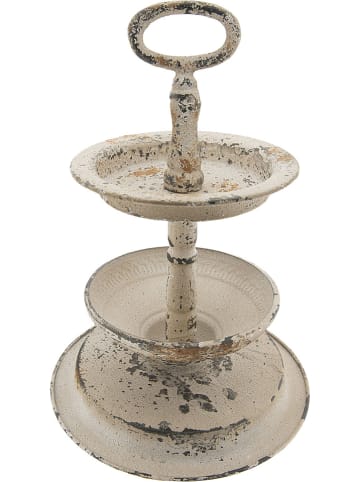 Clayre & Eef Etażerka w kolorze kremowym - wys. 34 x Ø 22 cm