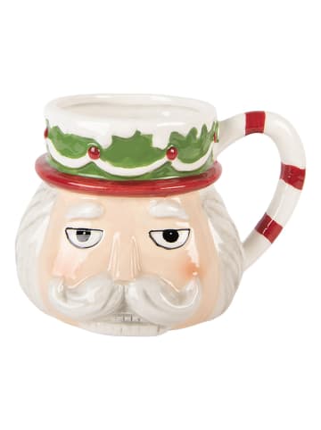 Clayre & Eef Kop crème/wit/rood - 550 ml