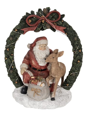 Clayre & Eef Deco-ledobject "Kerstman" rood/groen - (B)19 x (H)23 cm