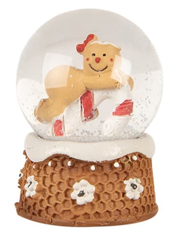 Clayre & Eef Sneeuwbol lichtbruin/wit - (H)7 x Ø 5 cm