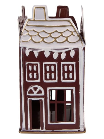 Clayre & Eef Theelichthouder bruin/wit - (B)12 x (H)22 cm