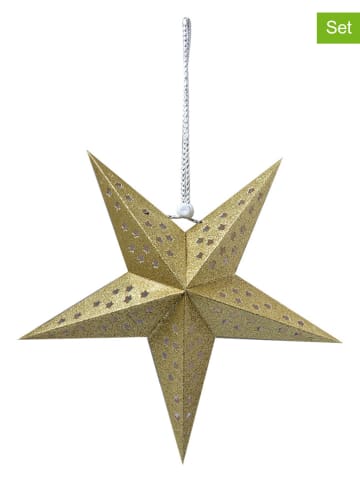 Clayre & Eef 2-delige set: decohangers "Ster" goudkleurig - (H)30 cm
