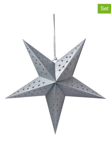 Clayre & Eef 2-delige set: decohangers "Ster" zilverkleurig - (H)45 cm