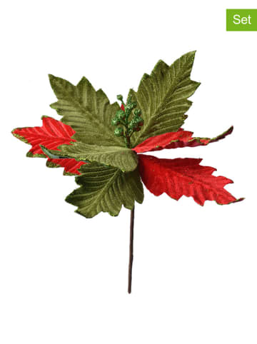 Clayre & Eef 2-delige set: decotakken groen/rood - (H)28 x Ø 26 cm