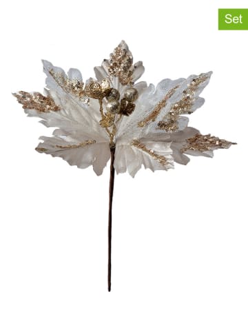 Clayre & Eef 2-delige set: decotakken beige/goudkleurig - (H)34 x Ø 25 cm
