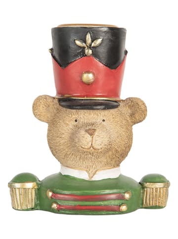 Clayre & Eef Kaarshouder "Beer" beige/rood/groen - (B)9 x (H)10 cm