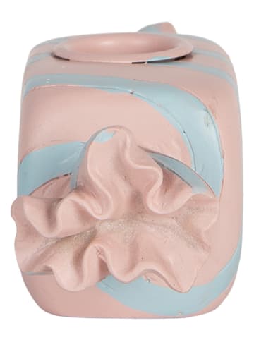 Clayre & Eef Świecznik w kolorze jasnoróżowo-błękitnym - 14 x 5 cm
