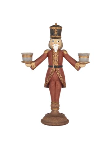 Clayre & Eef Świecznik "Nussknacker" w kolorze czerwonym - 21 x 30 x 9 cm