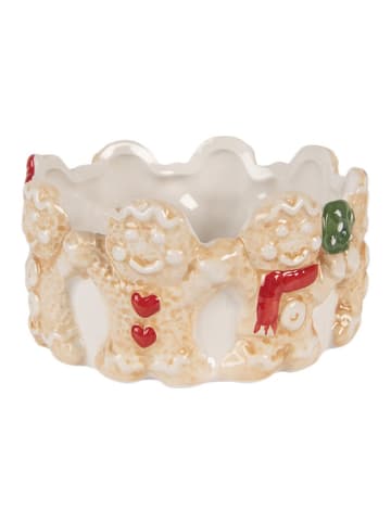 Clayre & Eef Dekoschale in Beige/ Rot - (H)7 x Ø 14 cm