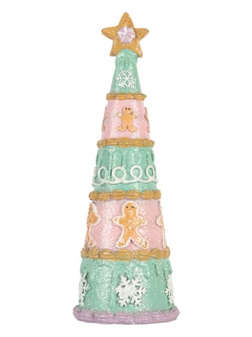 Clayre & Eef Deco-object "Kerstboom" lichtroze/mintgroen - (H)25 cm