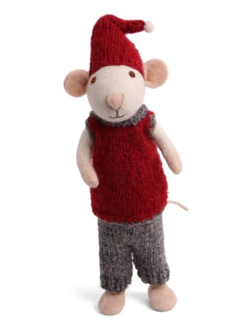 Gry & Sif Figurka dekoracyjna "Mouse" w kolorze biało-czerwonym - 6 x 27 x 6 cm