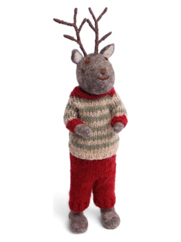 Gry & Sif Dekofigur ''Boy Deer'' in Grau/ Rot - (L)27 cm