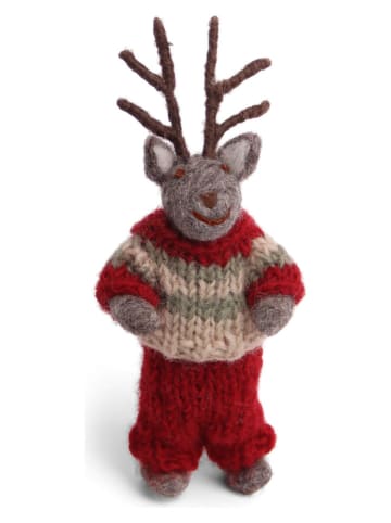 Gry & Sif Decofiguur "Mouse" grijs/rood - (B)4 x (H)14 x (D)3 cm