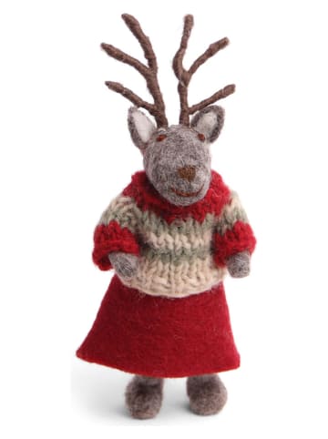 Gry & Sif Dekofigur ''Mouse'' in Grau/ Rot - (B)4 x (H)14 x (T)3 cm