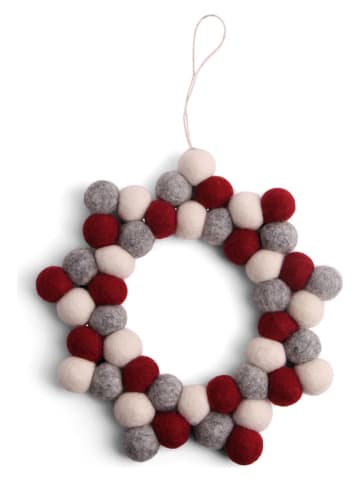 Gry & Sif Decohanger "Ball Star" grijs/rood - Ø 17 cm