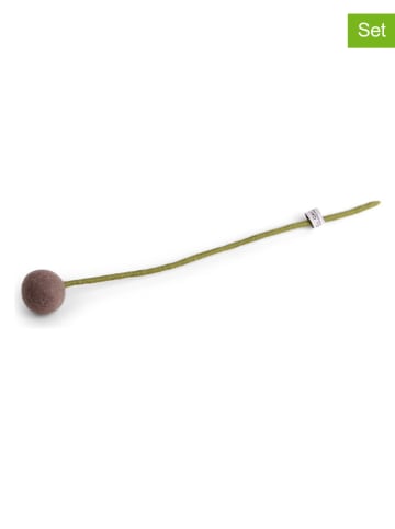 Gry & Sif 2er-Set: Dekozweige ''Flower'' in Grau/ Grün - (L)31 cm