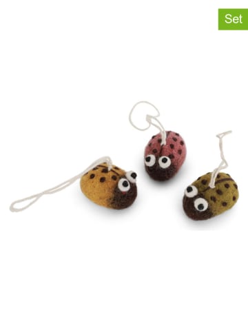 Gry & Sif Zawieszki dekoracyjne (3 szt.) w kolorze żółto-zielono-czerwonym - 2 x 3 cm
