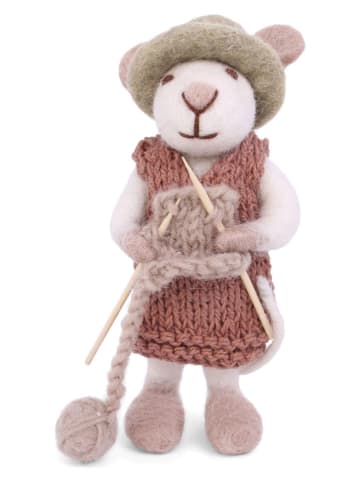 Gry & Sif Decofiguur "Mouse" lichtbruin/wit - (L)11 cm