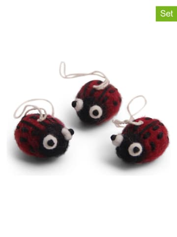 Gry & Sif 3-delige set: decohangers "Ladybugs" rood - (L)2 x (B)3 cm