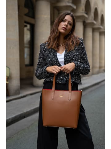 Victor & Hugo Paris Skórzana torebka "Bold" w kolorze karmelowym - 32 x 40 x 13 cm