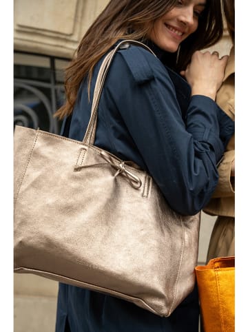 Victor & Hugo Paris Leder-Shopper "Vog" in Gold - (B)50 x (H)28 x (T)12 cm