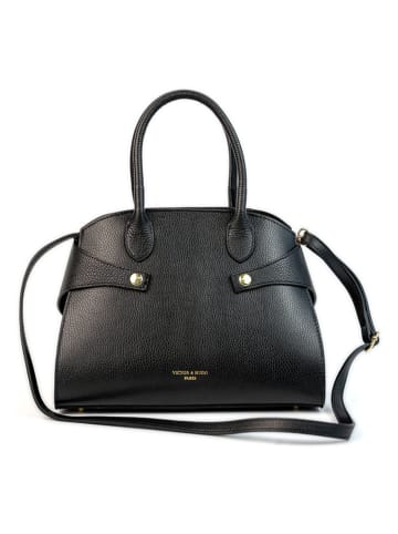 Victor & Hugo Paris Leder-Henkeltasche "Luzd" in Schwarz - (B)31 x (H)24 x (T)16 cm
