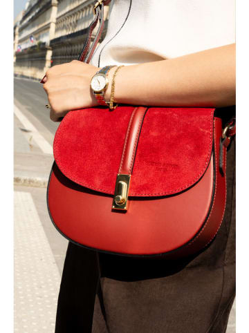Victor & Hugo Paris Leder-Umhängetasche "Rhea" in Rot - (B)24 x (H)19 x (T)6 cm