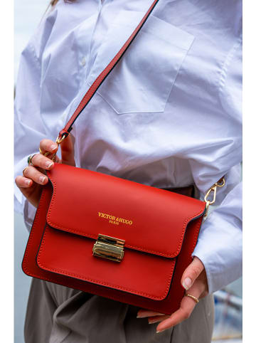Victor & Hugo Paris Leder-Umhängetasche "Chanon" in Rot - (B)22 x (H)15 x (T)6 cm