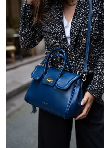 Victor & Hugo Paris Leder-Henkeltasche "Bagatelle" in Dunkelblau - (B)31 x (H)23 x (T)9 cm