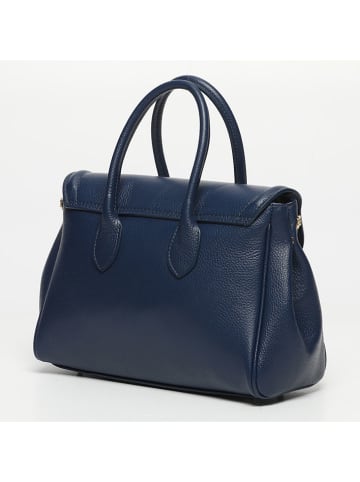 Victor & Hugo Paris Leder-Henkeltasche "Bagatelle" in Dunkelblau - (B)31 x (H)23 x (T)9 cm