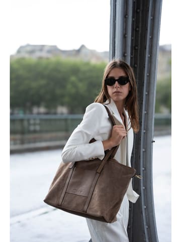 maison héritage PARIS Skórzany shopper bag "Malta" w kolorze jasnobrązowym - 52 x 31 cm