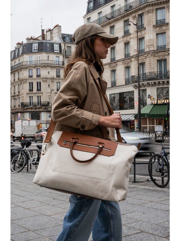 maison héritage PARIS Skórzany shopper bag "Dax" w kolorze kremowo-jasnobrązowym - 58 x 34 x 15 cm