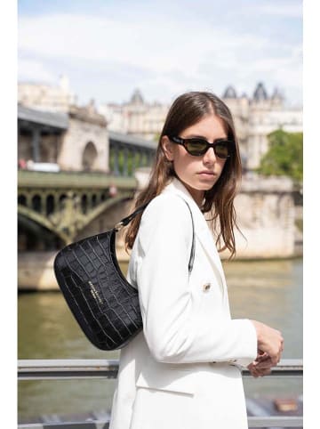 maison héritage PARIS Leder-Schultertasche "Aline Croco" in Schwarz - (B)27 x (H)21 x (T)6 cm