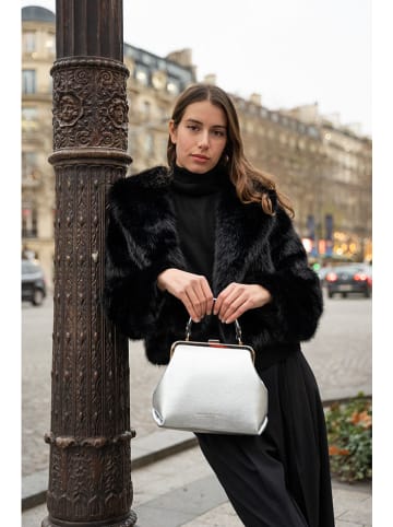 maison héritage PARIS Leder-Henkeltasche "Usse" in Silber - (B)30 x (H)20 x (T)10 cm