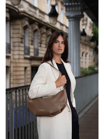 maison héritage PARIS Leder-Schultertasche "Valle" in Taupe in Beige/ Grau - (B)44 x (H)21 cm