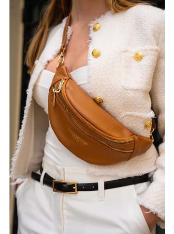 maison héritage PARIS Skórzana saszetka "Mouki" w kolorze jasnobrązowym - 27 x 11 x 7 cm