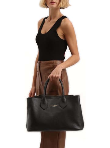 maison héritage PARIS Leder-Henkeltasche "Milia" in Schwarz - (B)40 x (H)22 x (T)16 cm