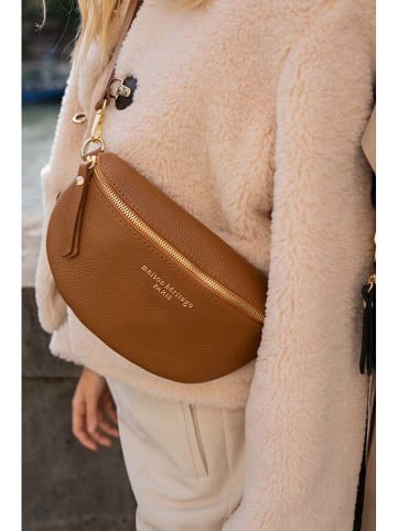 maison héritage PARIS Skórzana saszetka "Kimi" w kolorze jasnobrązowym - 28 x 15 x 5 cm