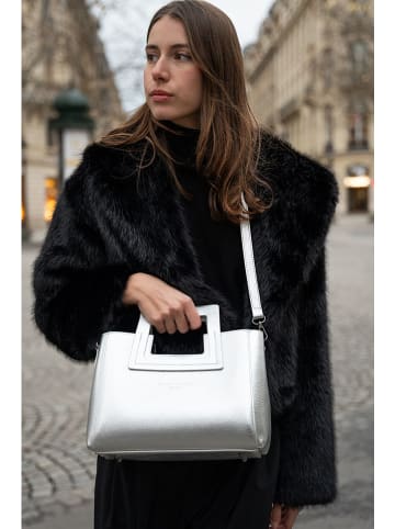 maison héritage PARIS Leder-Henkeltasche "Jini" in Silber - (B)30 x (H)22 x (T)10 cm