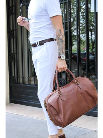 maison héritage PARIS Leder-Weekender "Week" in Braun - (B)52 x (H)34 x (T)18 cm