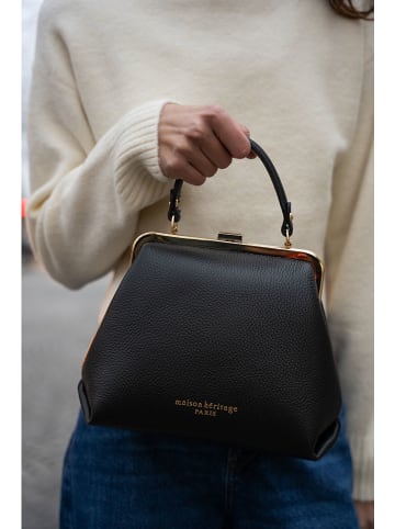 maison héritage PARIS Leder-Henkeltasche "Usse" in Schwarz - (B)30 x (H)20 x (T)10 cm