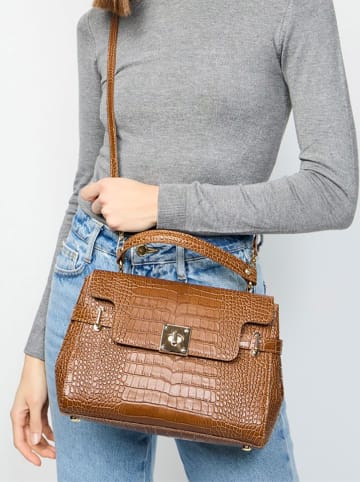 Christian Laurier Leder-Henkeltasche "Swan Croco" in Hellbraun - (B)28 x (H)20 x (T)11 cm