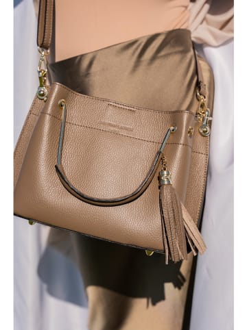 Christian Laurier Leder-Henkeltasche "Lamy" in Taupe - (B)27 x (H)18 x (T)11 cm