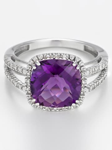 DIAMANTA Witgouden ring "Divine Améthyste 10" met diamanten en amethist