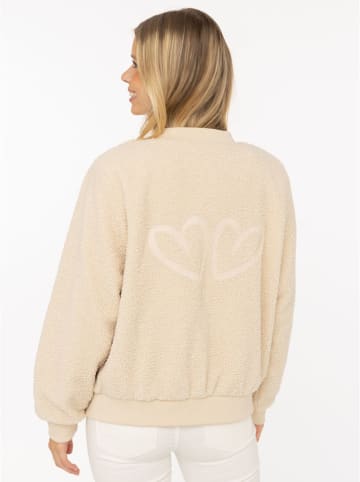 Zwillingsherz Fleecejacke "Good Vibes" in Beige