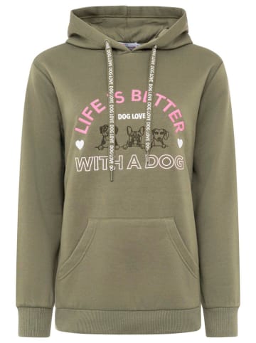 Zwillingsherz Bluza "Dog Life" w kolorze khaki