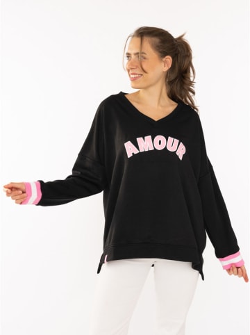 Zwillingsherz Pullover "Amour" in Schwarz/ Rosa